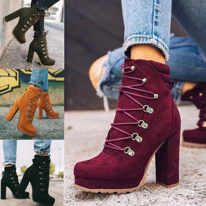 High Heels Round Toe Boots