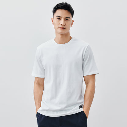 Solid Color Heavy Cotton Crew Neck Short Sleeve T-Shirt