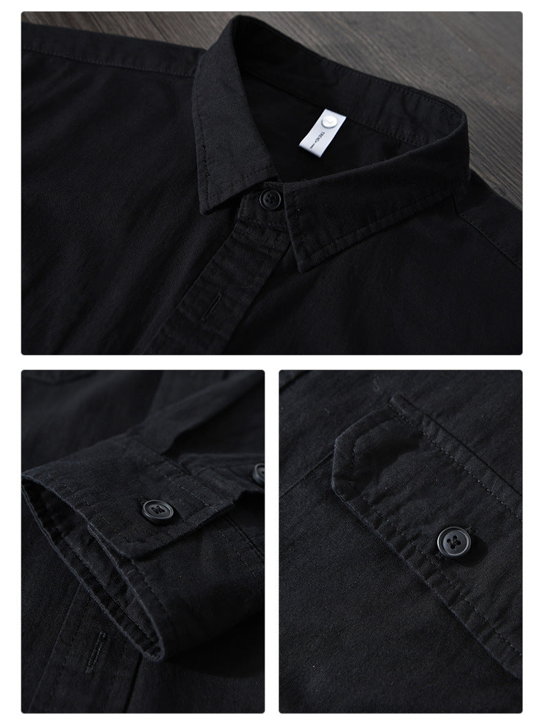 Simple and casual cotton double pocket shirt