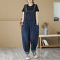 Real-time solid color denim casual suspender overalls