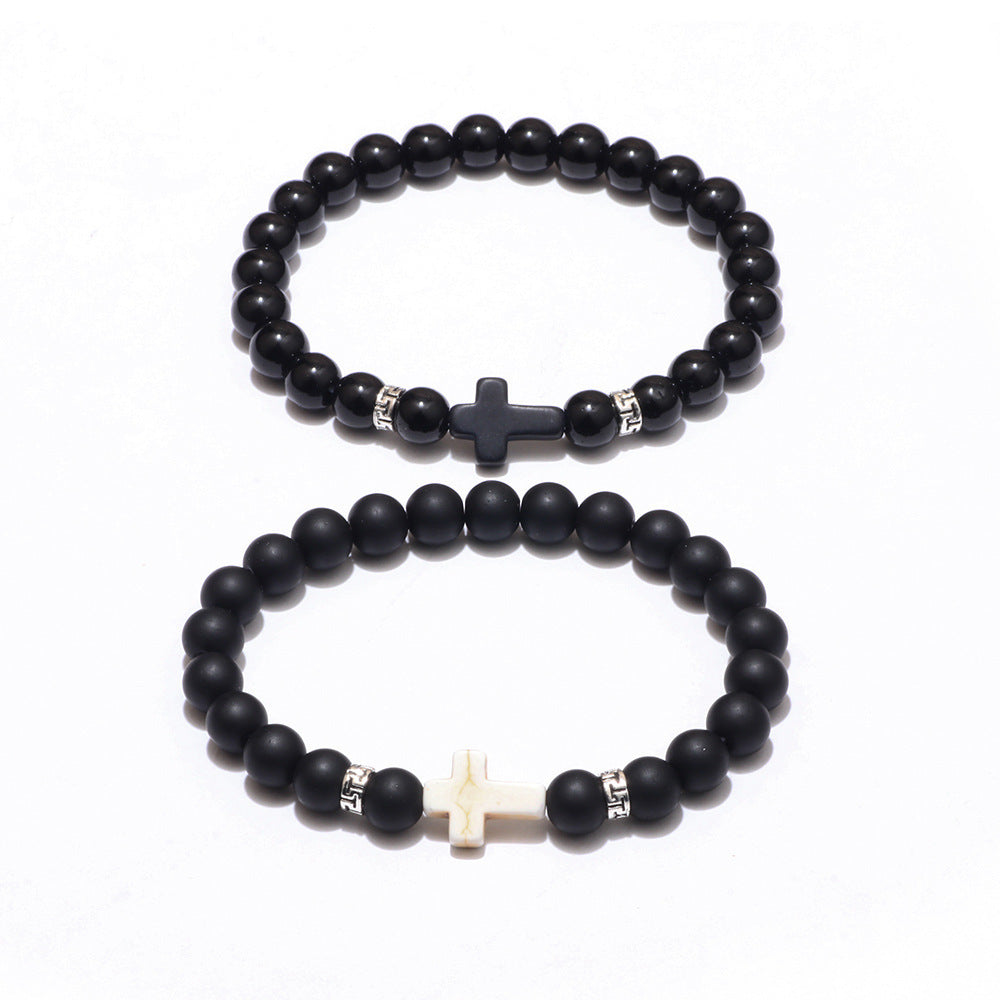 Matte black natural stone bracelet