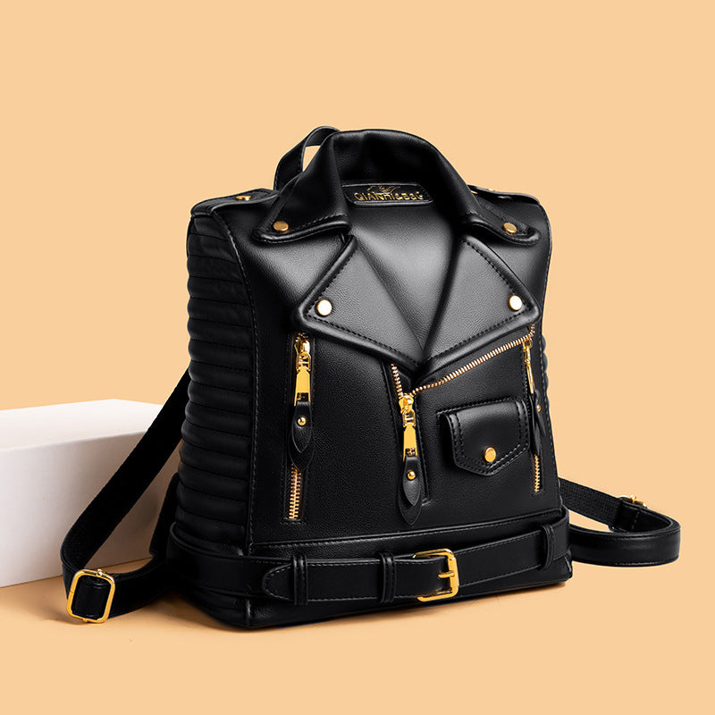 Soft Leather Textured Jacket Backpack