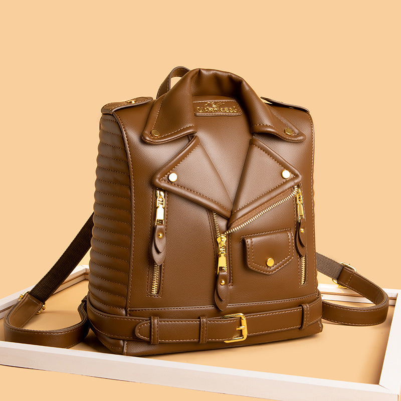 Soft Leather Textured Jacket Backpack