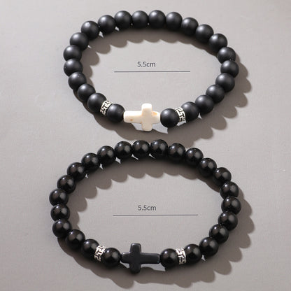 Matte black natural stone bracelet