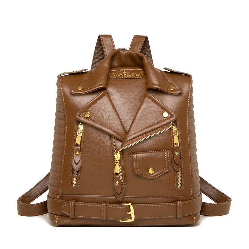 Soft Leather Textured Jacket Backpack