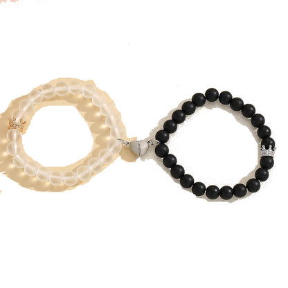 Luminous heart crown couple bracelet