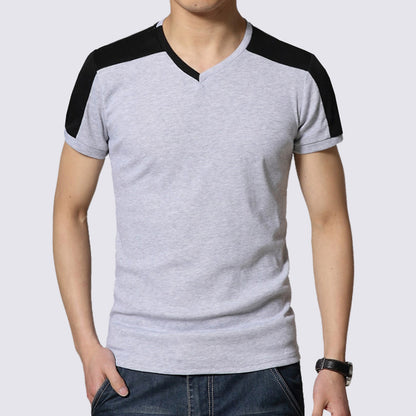 Short sleeve cotton t-shirt with stitching