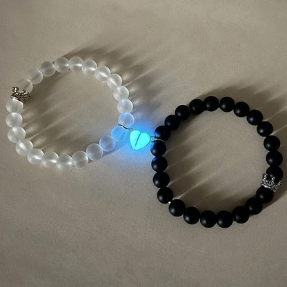 Luminous heart crown couple bracelet