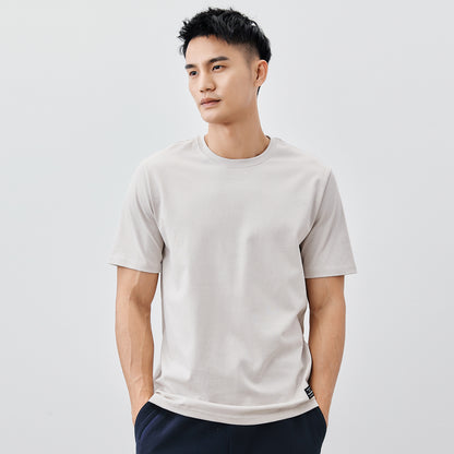 Solid Color Heavy Cotton Crew Neck Short Sleeve T-Shirt