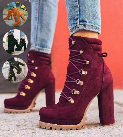 High Heels Round Toe Boots