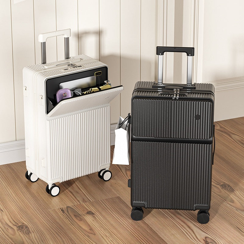 Multifunctional suitcase with half front opening