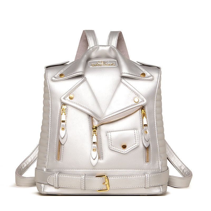 Soft Leather Textured Jacket Backpack