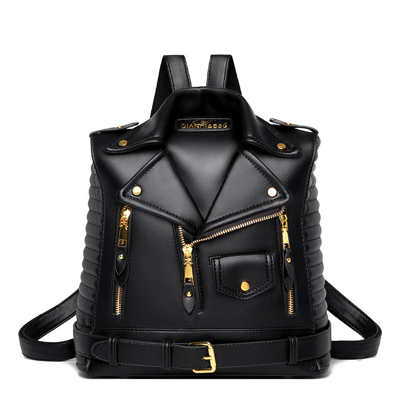 Soft Leather Textured Jacket Backpack