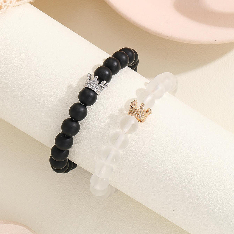 Luminous heart crown couple bracelet