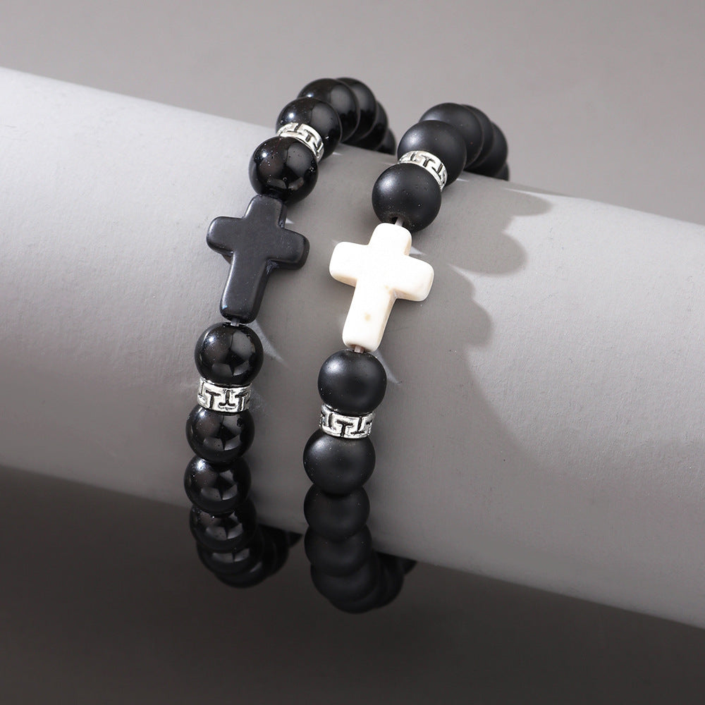 Matte black natural stone bracelet