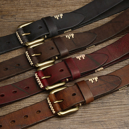 Handmade retro first layer cowhide leather belt