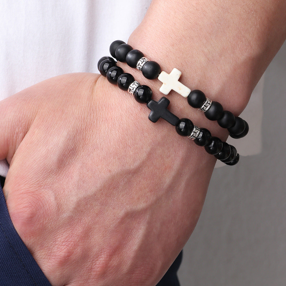 Matte black natural stone bracelet