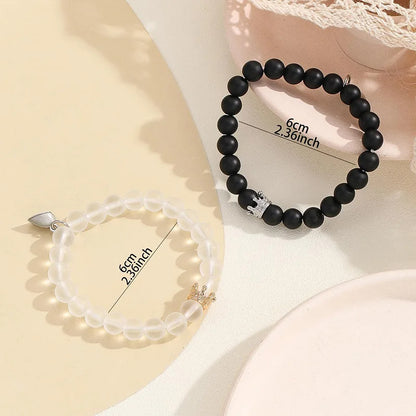 Luminous heart crown couple bracelet