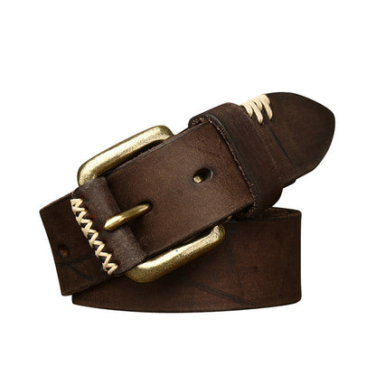 Handmade retro first layer cowhide leather belt