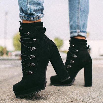 High Heels Round Toe Boots