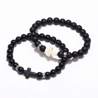 Matte black natural stone bracelet