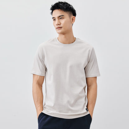 Solid Color Heavy Cotton Crew Neck Short Sleeve T-Shirt