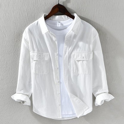 Simple and casual cotton double pocket shirt