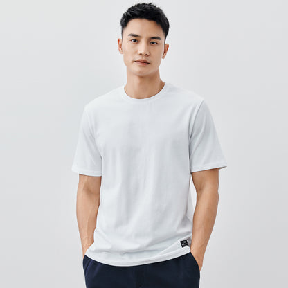 Solid Color Heavy Cotton Crew Neck Short Sleeve T-Shirt