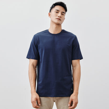 Solid Color Heavy Cotton Crew Neck Short Sleeve T-Shirt