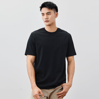 Solid Color Heavy Cotton Crew Neck Short Sleeve T-Shirt