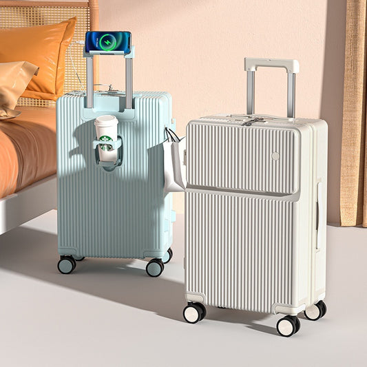 Multifunctional suitcase with half front opening