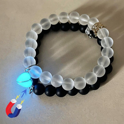 Luminous heart crown couple bracelet