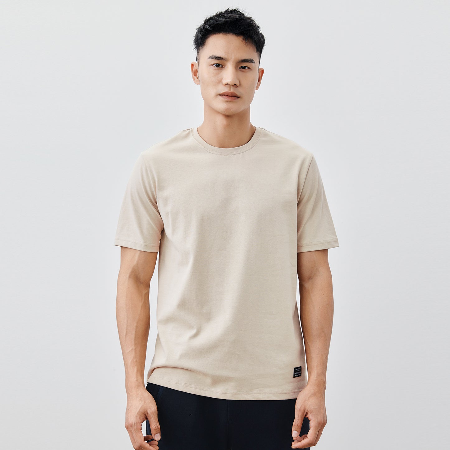 Solid Color Heavy Cotton Crew Neck Short Sleeve T-Shirt